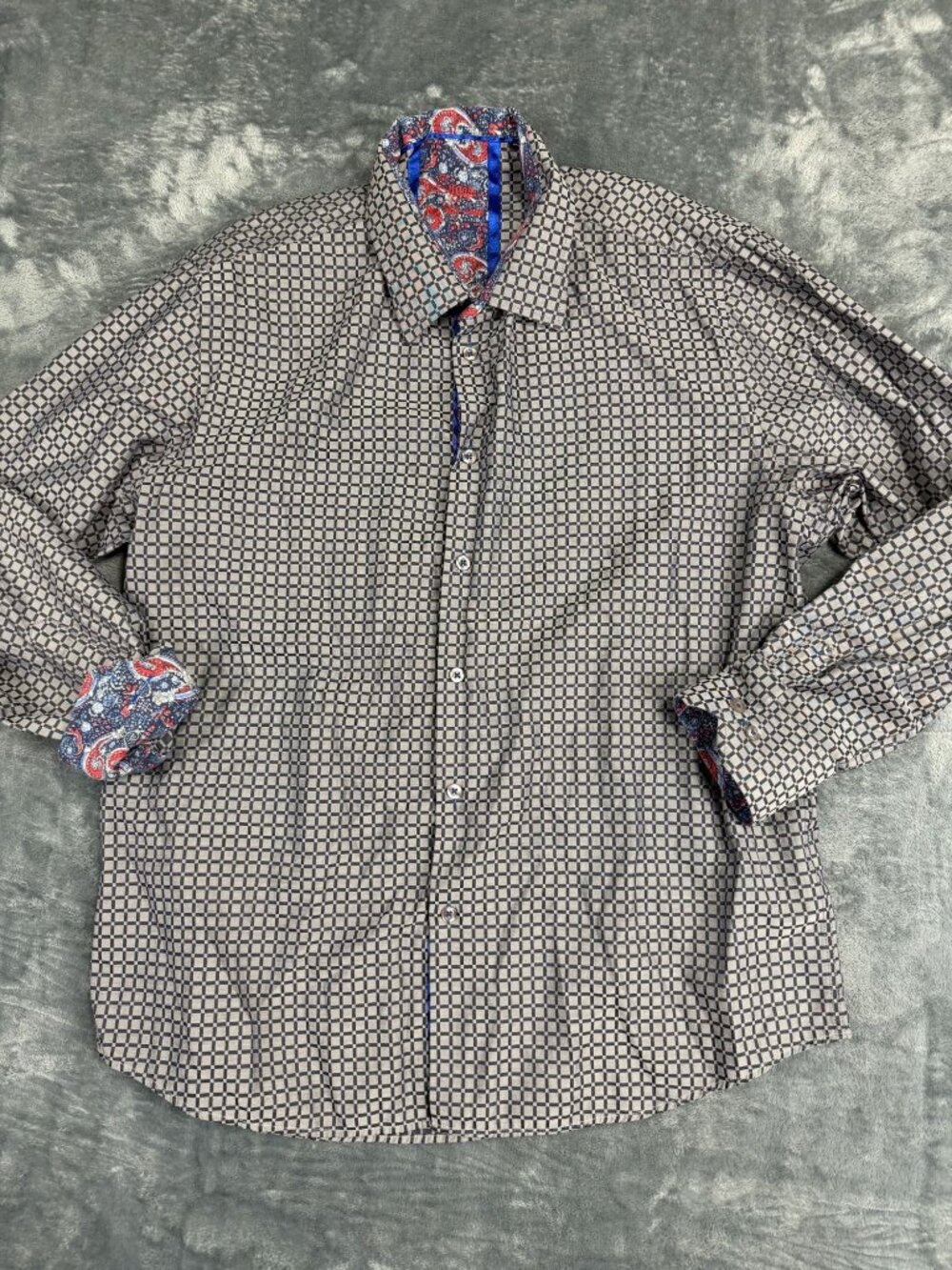 Sugar Mens Brown Geometric Paisley Long Sleeve Button-Up Shirt XXL